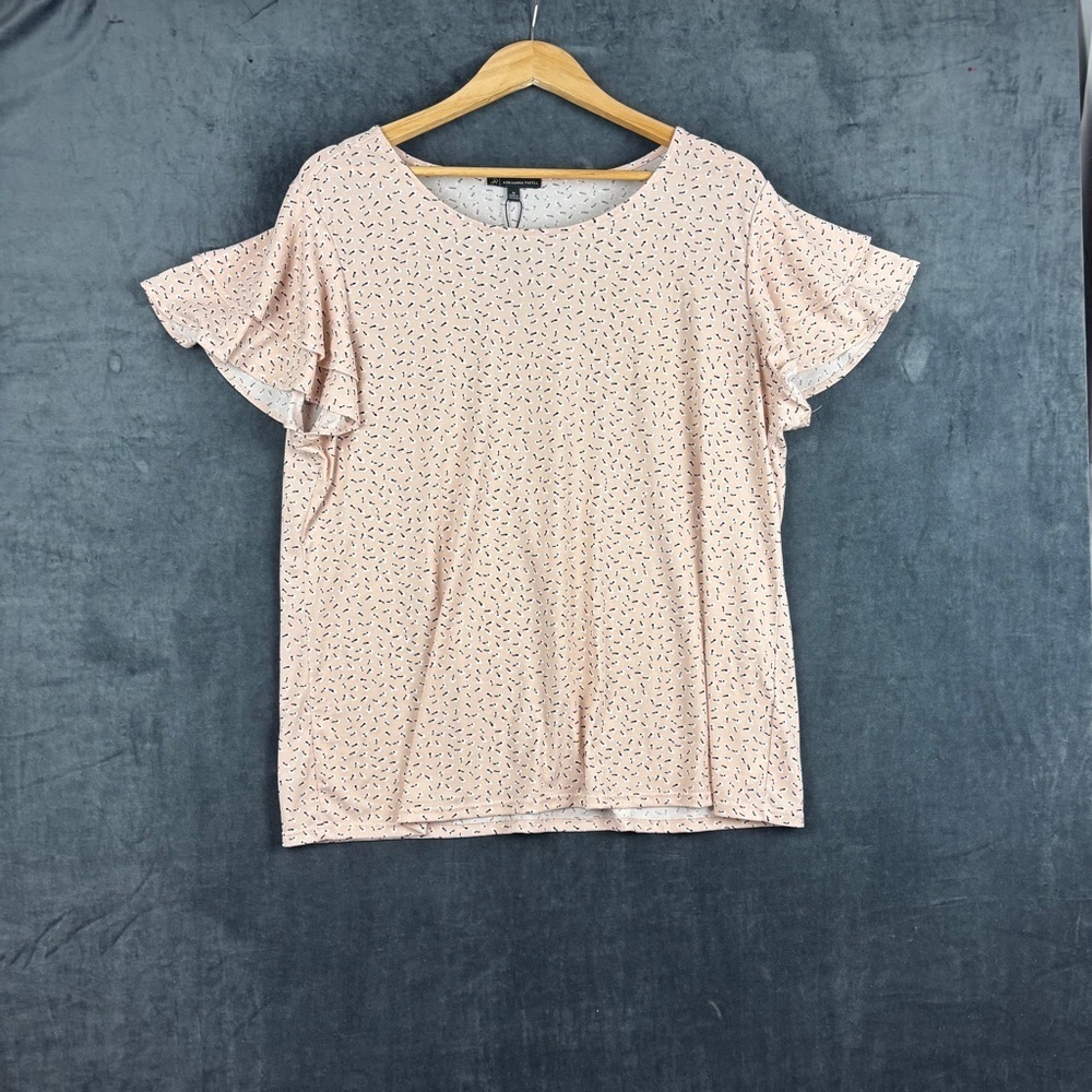 Adrianna Papell Cream Ruffled Flutter Sleeve Blouse Sz 1X